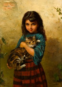 Pleine de malice, une fille avec son chat